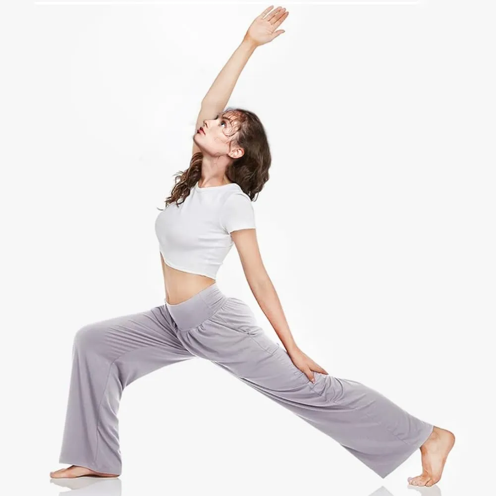 NANJUN Women's High-Waisted Yoga Pants - Soft Wide Leg Lounge Sweatpants with Pockets, Everyday Comfort.