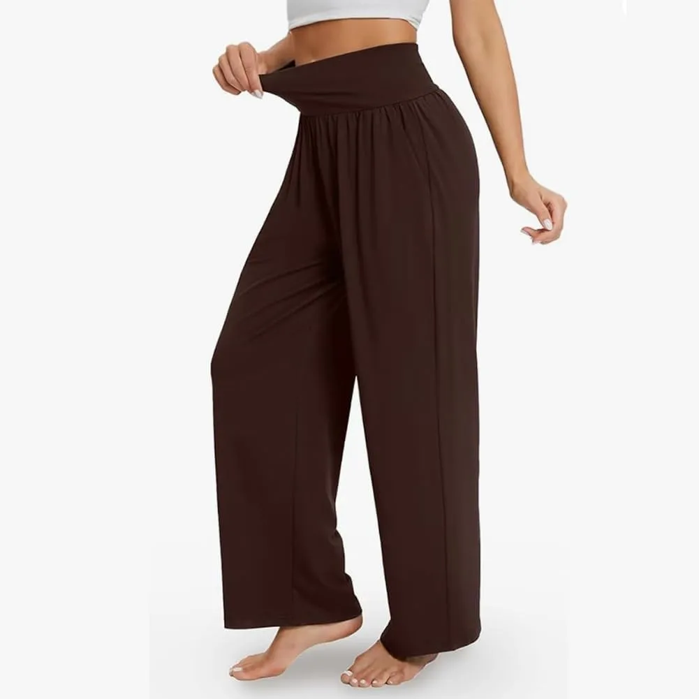 NANJUN Women's High-Waisted Yoga Pants - Soft Wide Leg Lounge Sweatpants with Pockets, Everyday Comfort.