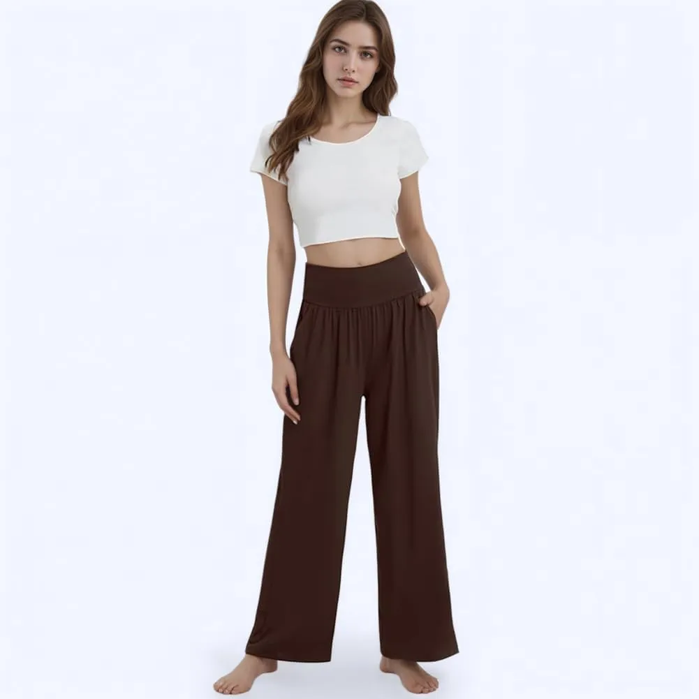 NANJUN Women's High-Waisted Yoga Pants - Soft Wide Leg Lounge Sweatpants with Pockets, Everyday Comfort.