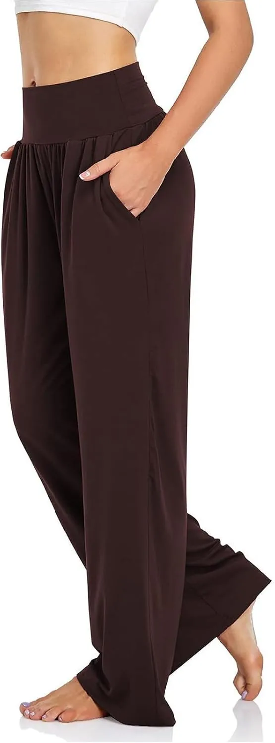 NANJUN Women's High-Waisted Yoga Pants - Soft Wide Leg Lounge Sweatpants with Pockets, Everyday Comfort.