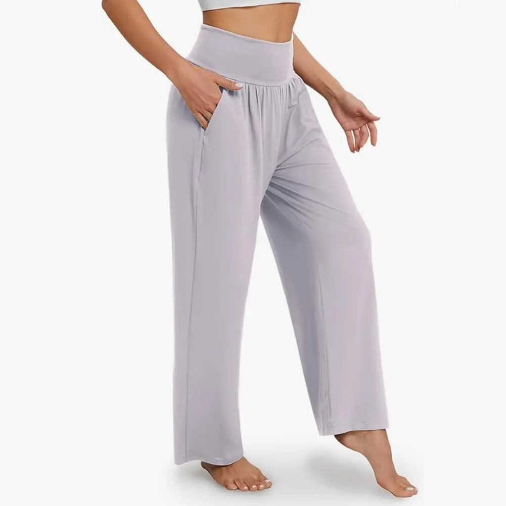 NANJUN Women's High-Waisted Yoga Pants - Soft Wide Leg Lounge Sweatpants with Pockets, Everyday Comfort.