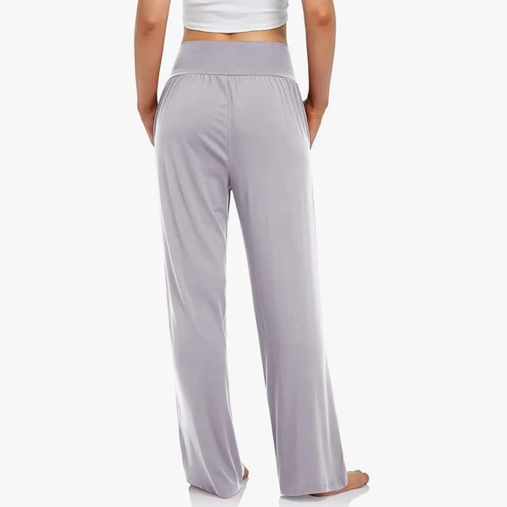 NANJUN Women's High-Waisted Yoga Pants - Soft Wide Leg Lounge Sweatpants with Pockets, Everyday Comfort.