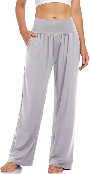 NANJUN Women's High-Waisted Yoga Pants - Soft Wide Leg Lounge Sweatpants with Pockets, Everyday Comfort.