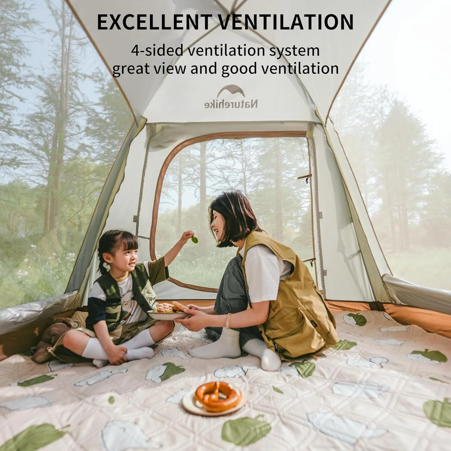 Naturehike Ango Camping Tent,3 Person 4 Person Instant Cabin Tent,Easy Setup Pop up Tents for Camping,3-4 People Family Camp Tent