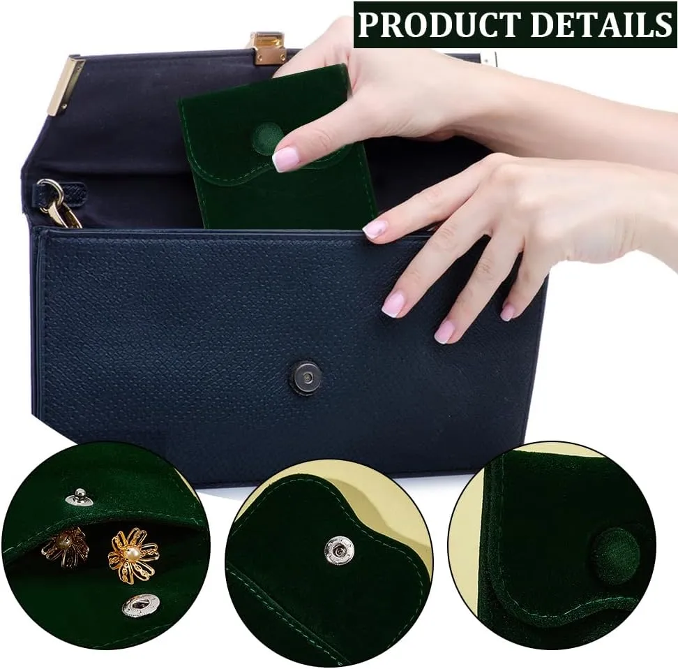 NBEADS 10 Pcs Velvet Jewelry Pouches with Snap Button, 2.76x2.76 Inch Square Velvet Jewelry Storage Bags Luxury Gift Bag and Jewelry Necklace Bracelet Packing, Dark Green