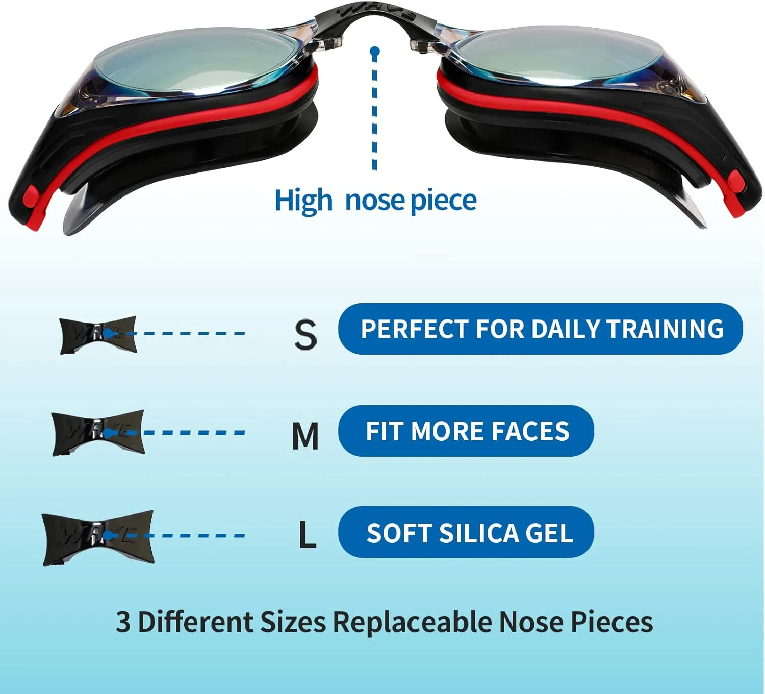 Nearsighted Swim Goggles, Shortsighted Optical Swimming Goggles No Leaking Anti Fog UV Protection for Adult Men Women