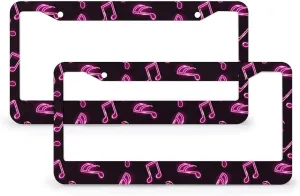 Neom Music Notes 2 Pack License Plate Frames,Stainless Steel Car License Plate with 2 Holes and Screws Universal Aluminum Car Accessories for Front and Rear