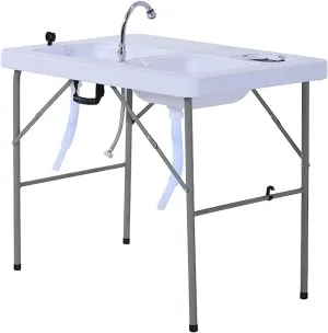 New MTN-G Portable Folding Fish Cleaning Cutting Table Outdoor Camping Kitchen Faucet Sink
