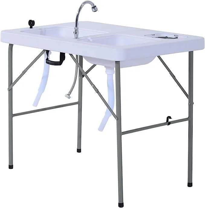 New MTN-G Portable Folding Fish Cleaning Cutting Table Outdoor Camping Kitchen Faucet Sink