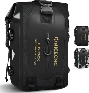 NICE CNC Waterproof Crash Bar Bag - 7L Universal Motorcycle Tail Bag with Shoulder Strap, 4 DIY Installation Positions, Black