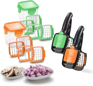 Nicer Dicer Quick, Stainless Steel, Plastic, Green & Orange, 7 Pieces