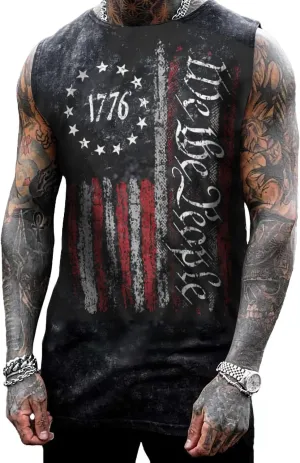 NINESTAR Men's Skull Graphic 3D Print Sleeveless Crewneck Shirt Quick Dry Sports Tank Tops