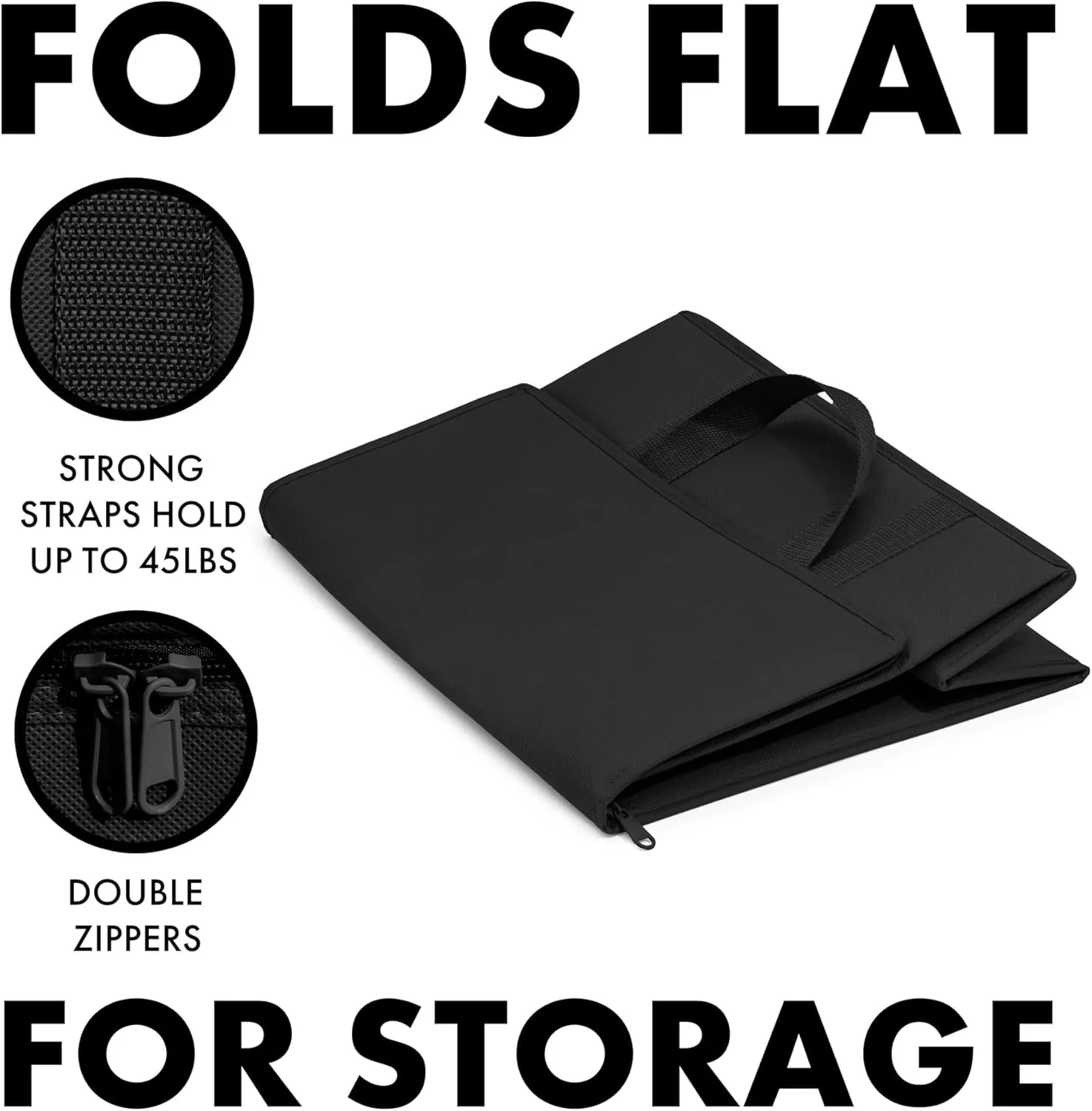 (Not Made In China) Insulated Grocery Bags w/Zippered Top, Reusable Shopping Bags, Catering and Delivery Bag For Hot and Cold Food, Collapsible Thermal Tote For Doordash and Uber Eats
