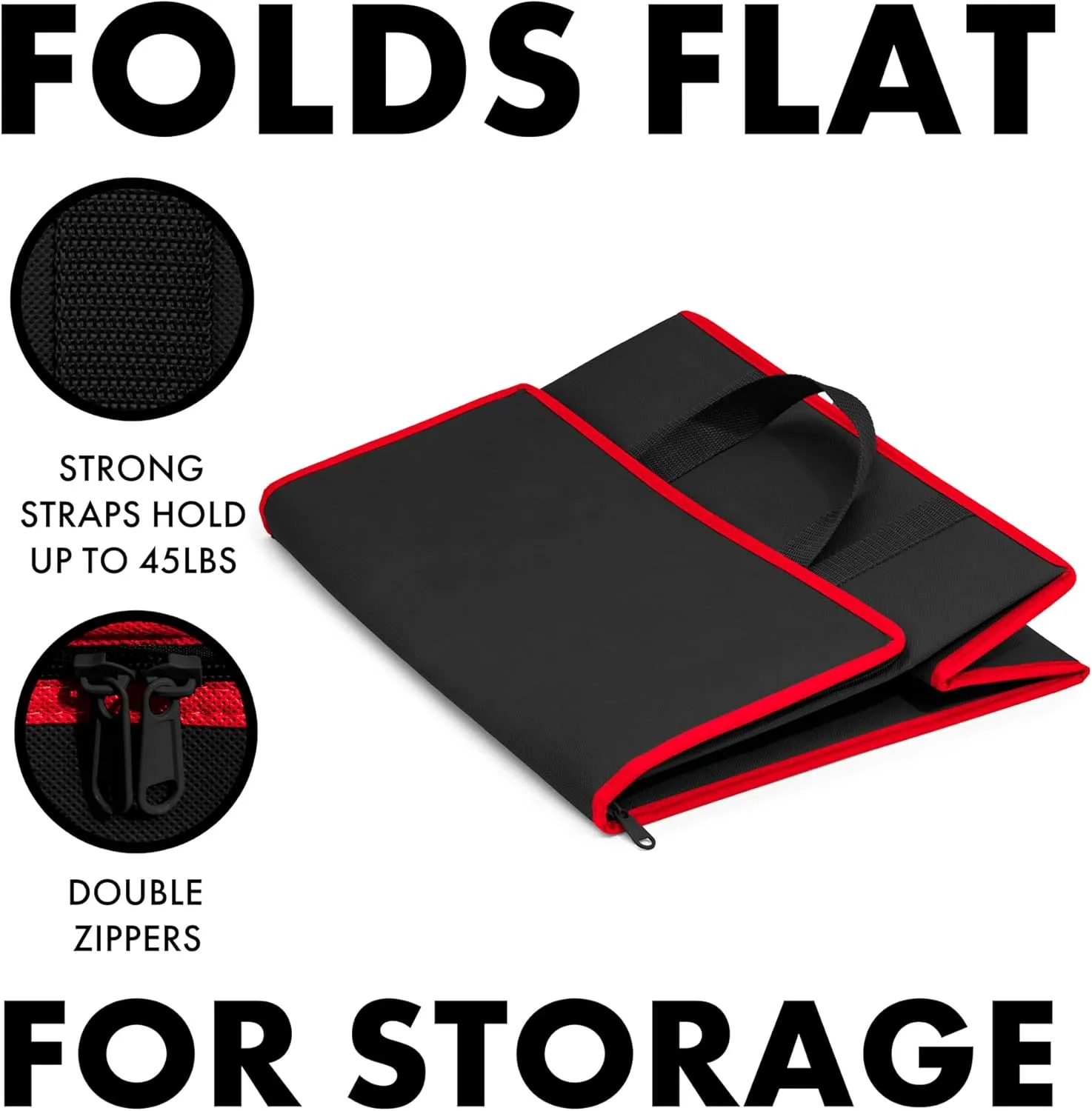 (Not Made In China) Insulated Grocery Bags w/Zippered Top, Reusable Shopping Bags, Catering and Delivery Bag For Hot and Cold Food, Collapsible Thermal Tote For Doordash and Uber Eats