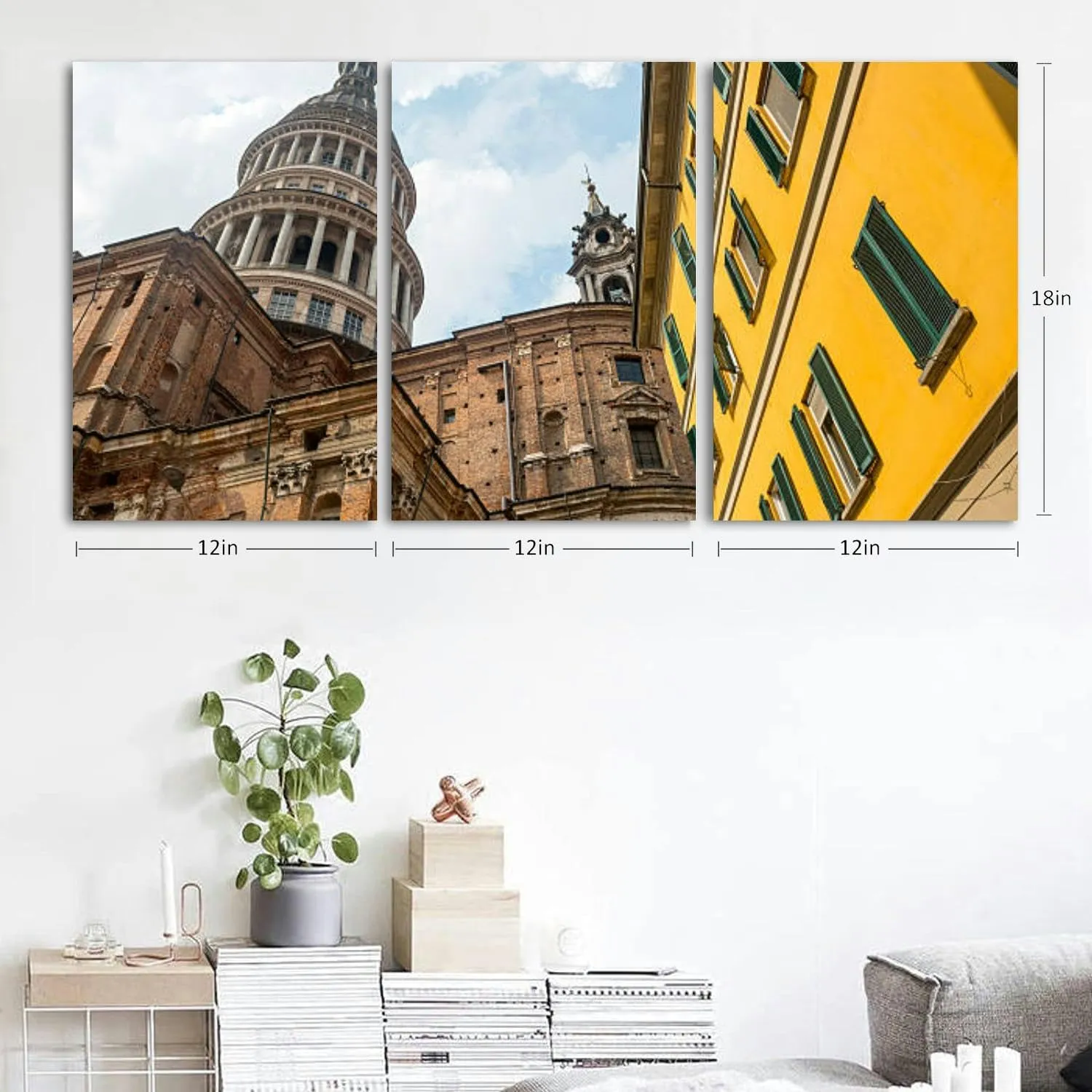 Novara (Italy) 3 Piece Canvas Wall Art for Living Room Bedroom Office Framed Prints Pictures Painting Wall Decor Artwork for Walls Set of 3