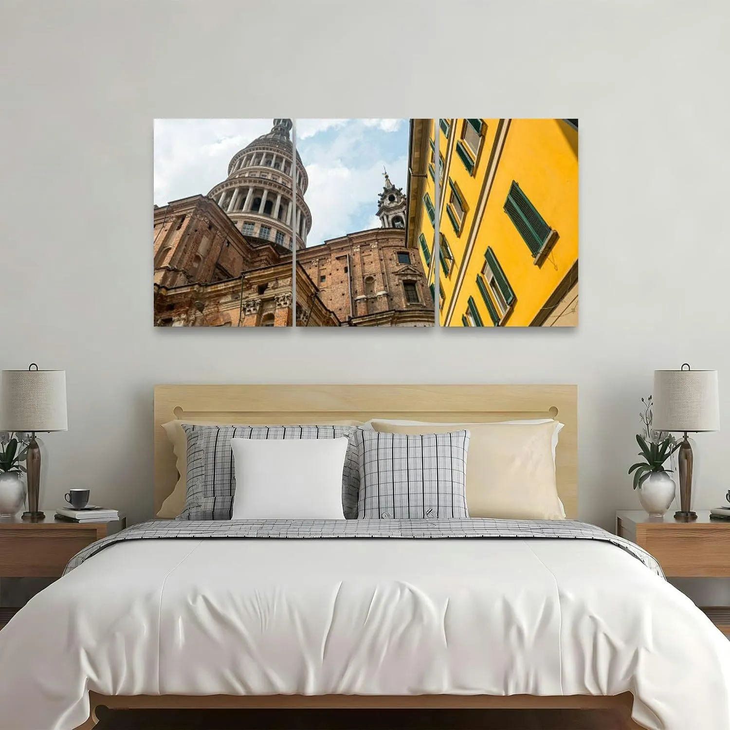 Novara (Italy) 3 Piece Canvas Wall Art for Living Room Bedroom Office Framed Prints Pictures Painting Wall Decor Artwork for Walls Set of 3