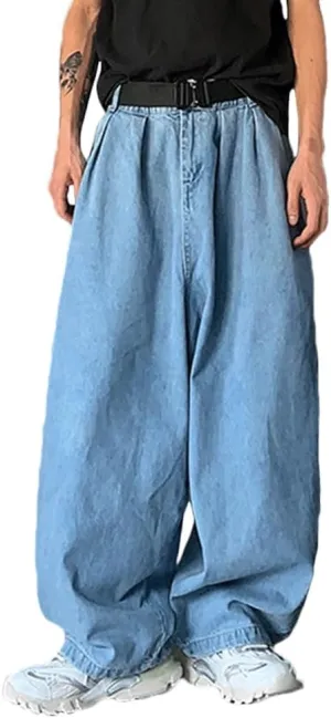 Nutriangee Men's Loose Fit Baggy Jeans Casual Streetwear Wide Leg Hip Hop Oversized Denim Pants