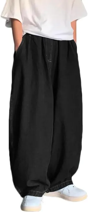 Nutriangee Men's Loose Fit Baggy Jeans Casual Streetwear Wide Leg Hip Hop Oversized Denim Pants