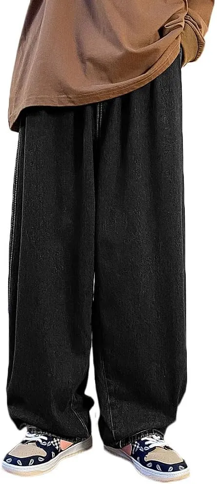 Nutriangee Men's Loose Fit Baggy Jeans Casual Streetwear Wide Leg Hip Hop Oversized Denim Pants