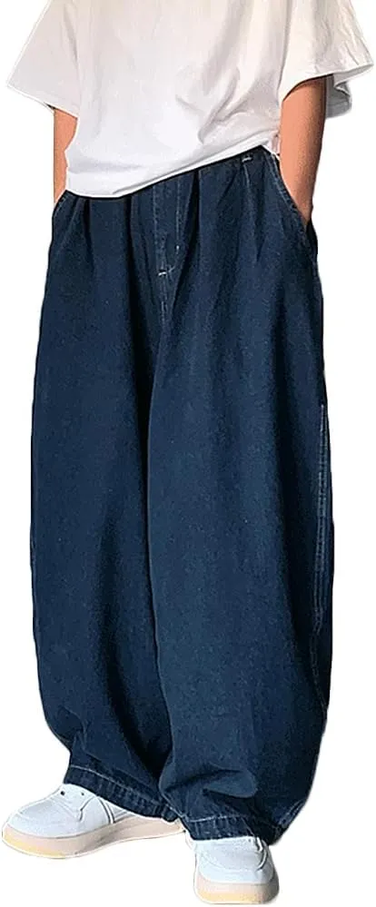 Nutriangee Men's Loose Fit Baggy Jeans Casual Streetwear Wide Leg Hip Hop Oversized Denim Pants