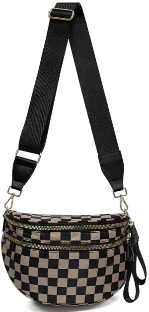 Nuvore ComfortBag,Nuvore Crossbody Bag,Multiple Pockets Large Capacity Spacious Stylish Checkered Bum Bags for Women
