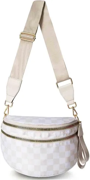Nuvore ComfortBag,Nuvore Crossbody Bag,Multiple Pockets Large Capacity Spacious Stylish Checkered Bum Bags for Women