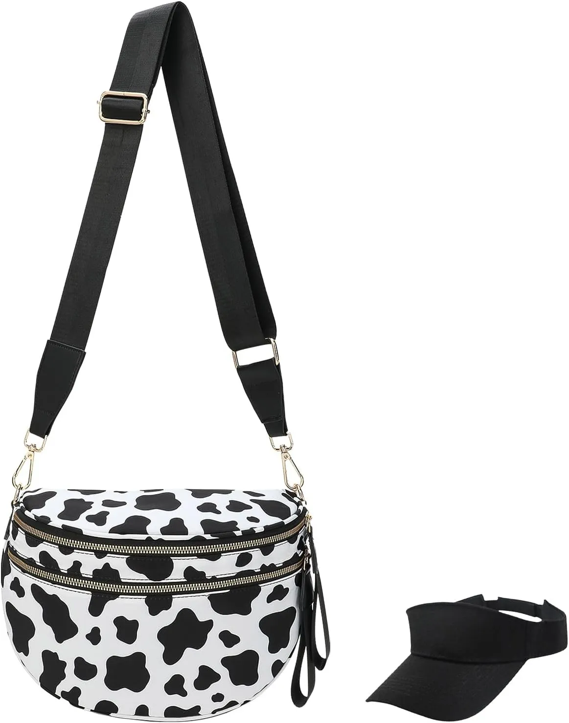 Nuvore Crossbody Bag, Checkered Bum Bag Crossbody, Stylish Practical Comfort Bags for Women, with Shoulder Strap & Hat
