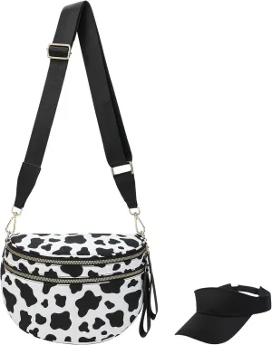 Nuvore Crossbody Bag, Checkered Bum Bag Crossbody, Stylish Practical Comfort Bags for Women, with Shoulder Strap & Hat