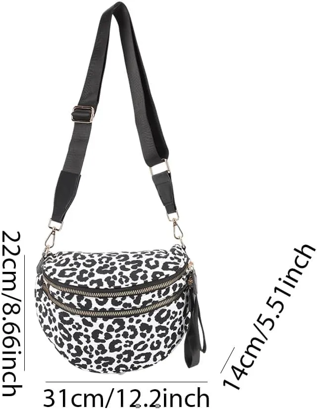 Nylon Crossbody Bag for Women, Large Checkered Purse, Black Handbag for Shopping Travel
