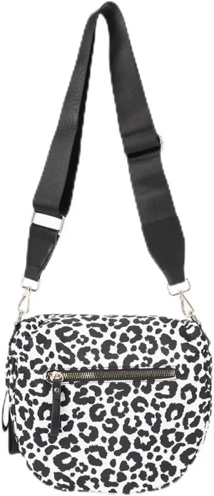 Nylon Crossbody Bag for Women, Large Checkered Purse, Black Handbag for Shopping Travel