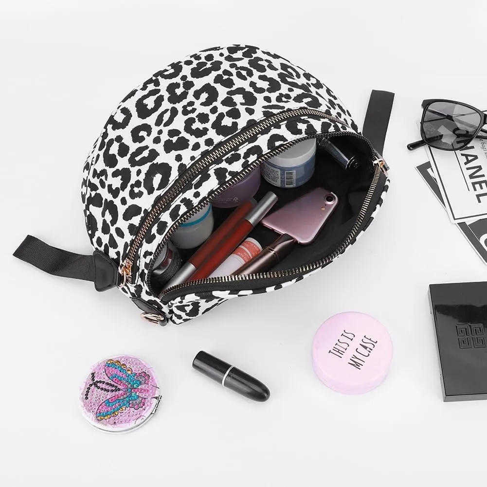 Nylon Crossbody Bag for Women, Large Checkered Purse, Black Handbag for Shopping Travel