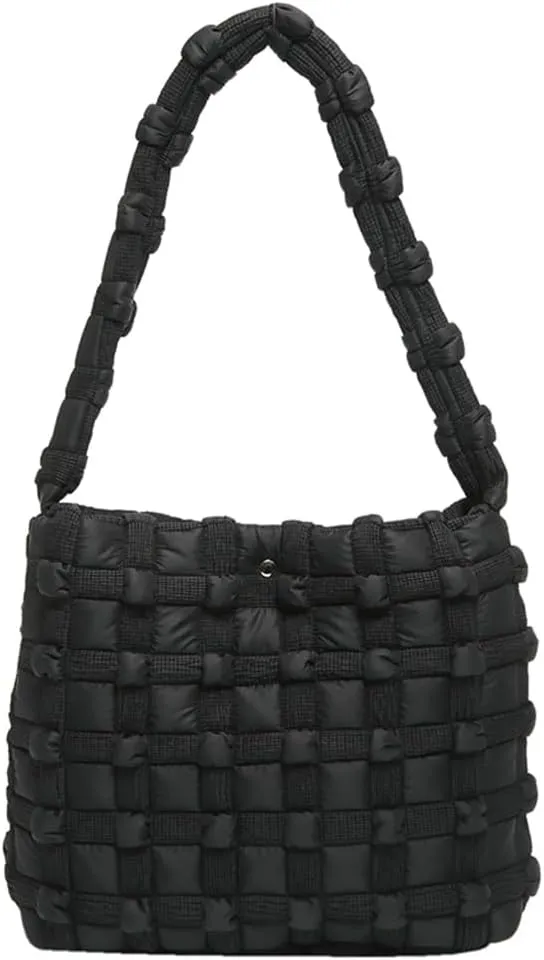 Nylon Tote Bags for Women Large Shoulder Bag Trendy Handbag Bubble Checkered Cloud Top Handle Purse