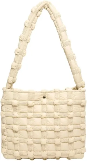 Nylon Tote Bags for Women Large Shoulder Bag Trendy Handbag Bubble Checkered Cloud Top Handle Purse