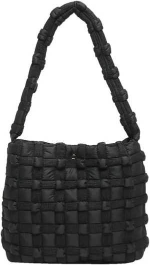 Nylon Tote Bags for Women Large Shoulder Bag Trendy Handbag Bubble Checkered Cloud Top Handle Purse