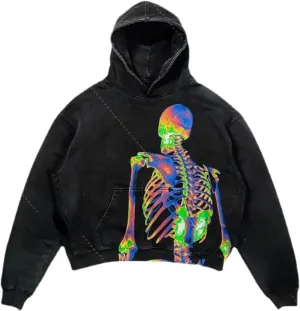 Obenie Halloween Y2K Hoodie Gothic Casual Alphabet Blast Print Pattern Skull Fashion Hoodie Men Harajuku Men Clothing