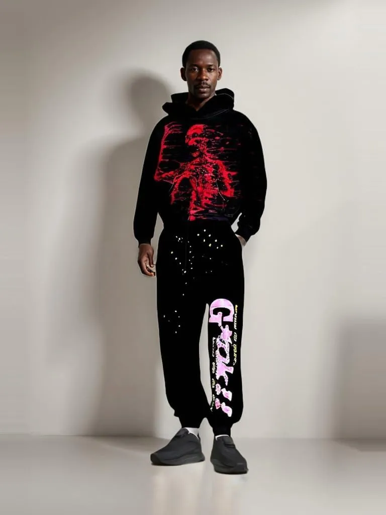Obenie Halloween Y2K Hoodie Gothic Casual Alphabet Blast Print Pattern Skull Fashion Hoodie Men Harajuku Men Clothing