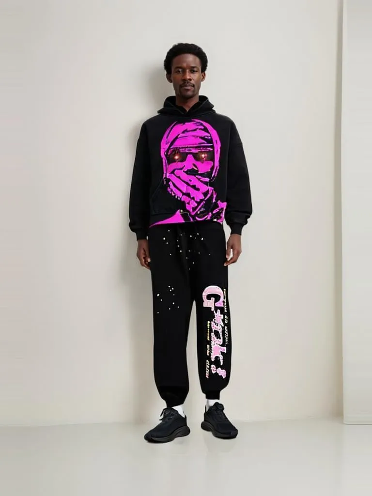 Obenie Halloween Y2K Hoodie Gothic Casual Alphabet Blast Print Pattern Skull Fashion Hoodie Men Harajuku Men Clothing