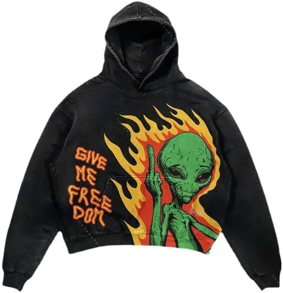 Obenie Halloween Y2K Hoodie Gothic Casual Alphabet Blast Print Pattern Skull Fashion Hoodie Men Harajuku Men Clothing