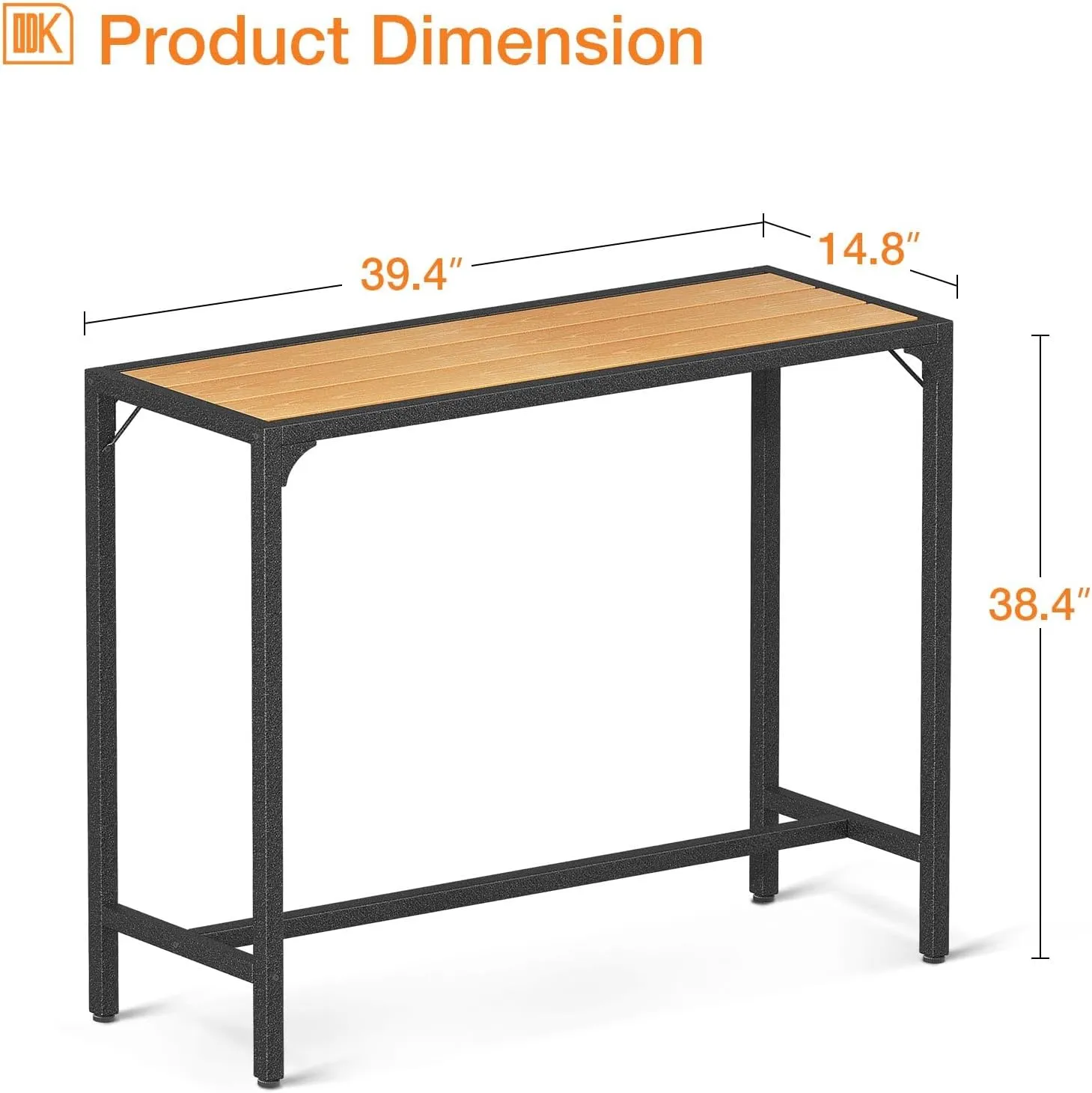 ODK 39 Inch Outdoor Bar Table, Hot Tub Table, Patio Counter Bar Height Table with Weather Resistant Waterproof Top for Garden, Yard, Balcony, Poolside, Indoor (Yellow Teak)
