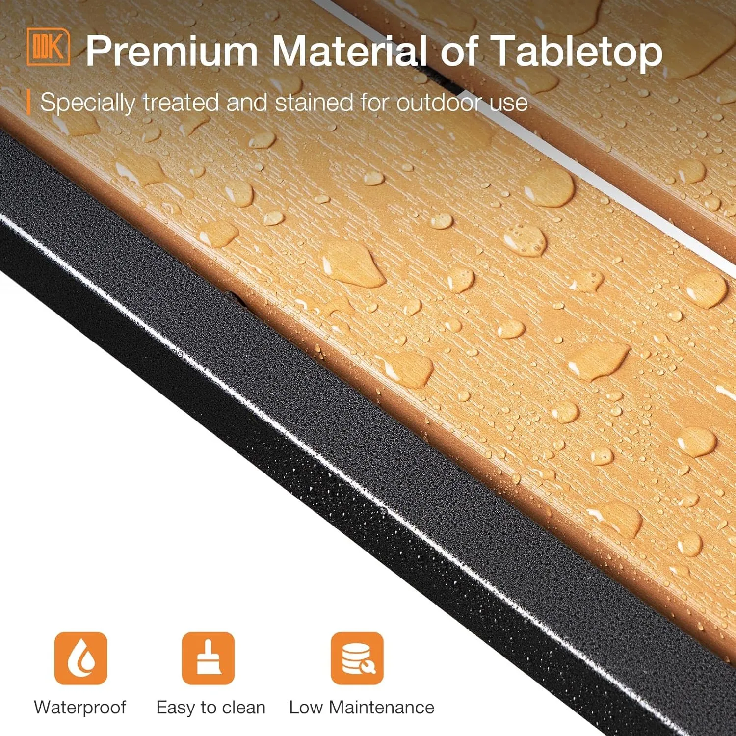 ODK 39 Inch Outdoor Bar Table, Hot Tub Table, Patio Counter Bar Height Table with Weather Resistant Waterproof Top for Garden, Yard, Balcony, Poolside, Indoor (Yellow Teak)