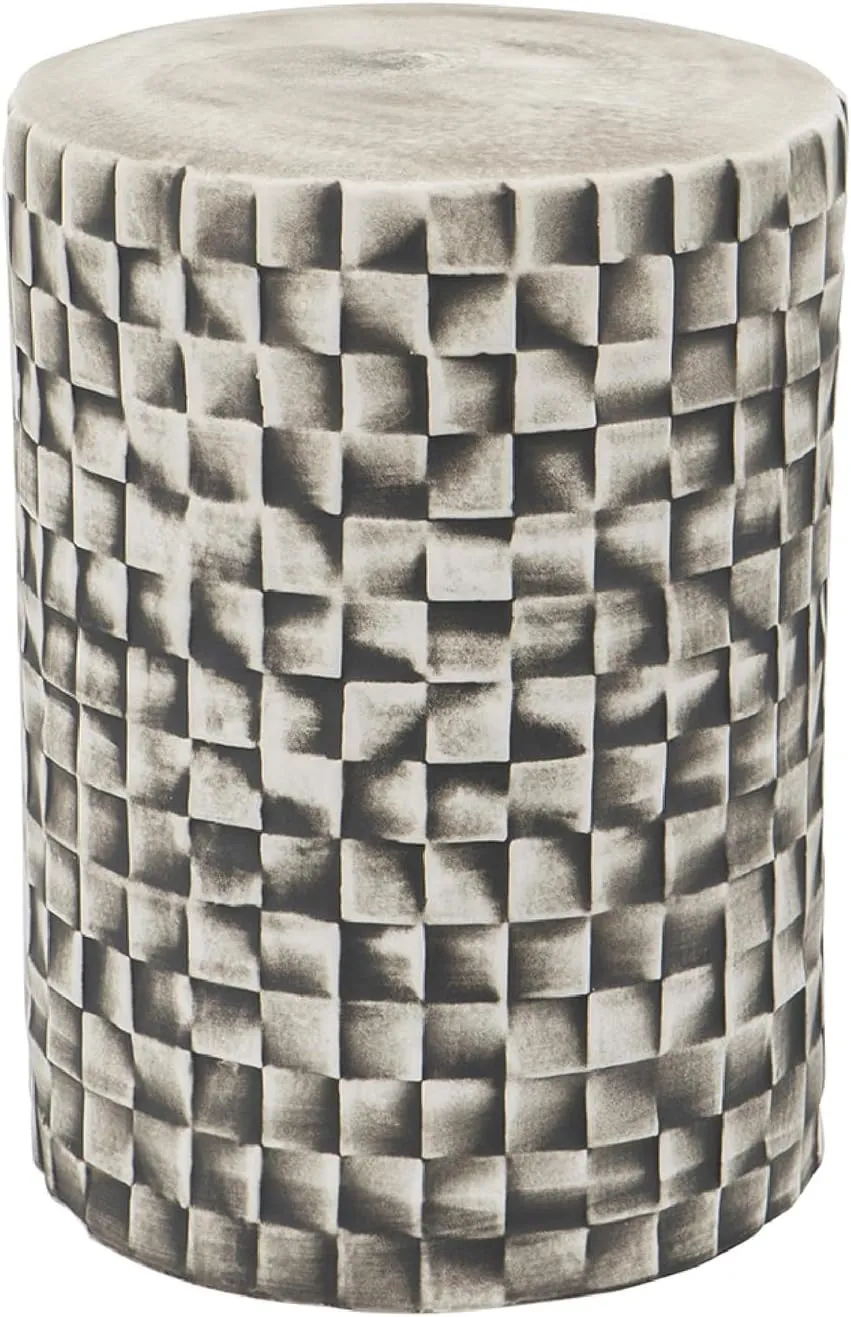 Old World Charm 17.3 in H Round White/Black Ceramic Garden Stool, Accent Furniture, Patio Dcor - 13" D X 13" W X 17.3" H, Hard Floor, Ceramic Construction