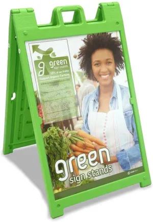 One Green Signicade Deluxe A-Frame with 2 Custom Printed Signs