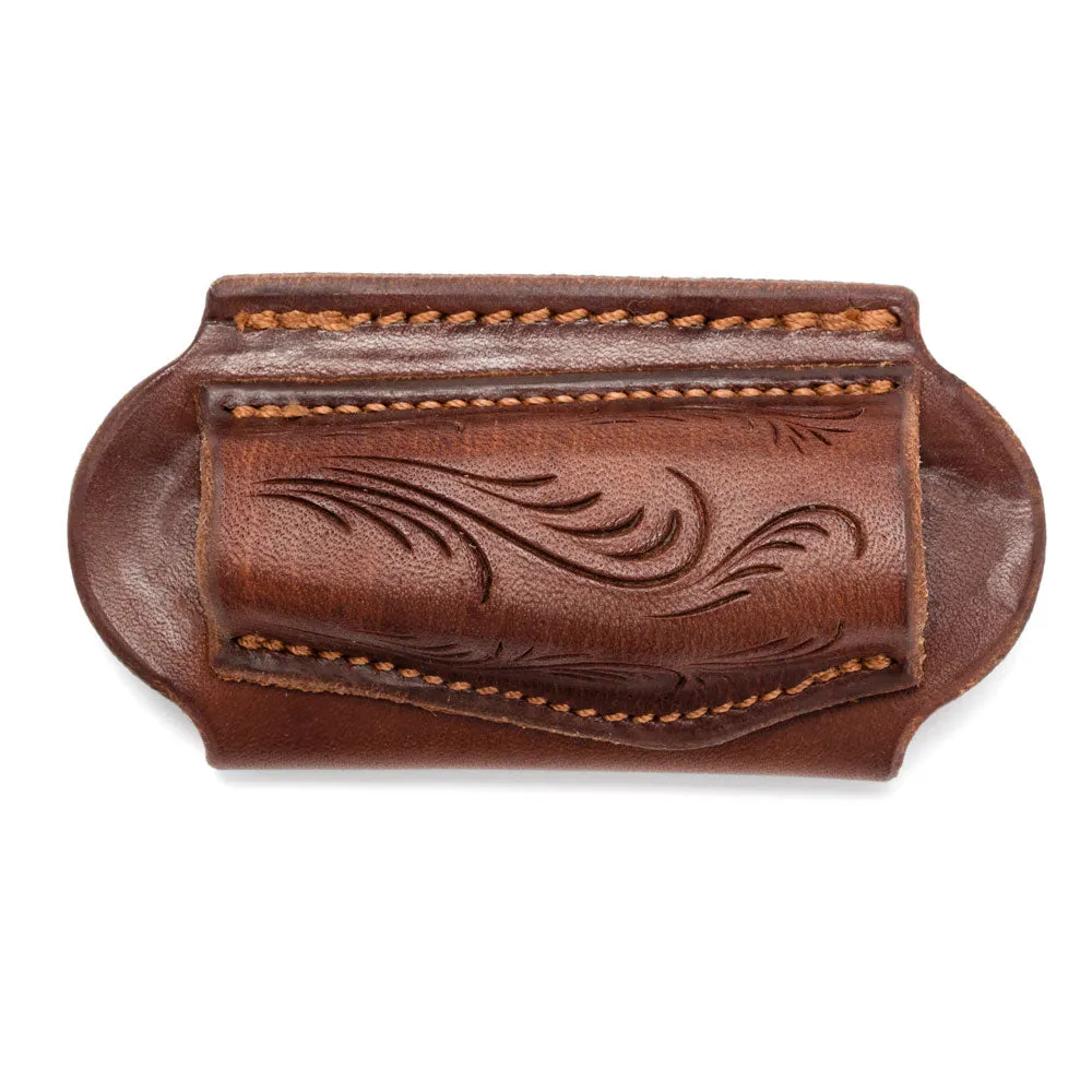 Open End Knife Pouch - Hand Carved - Natural
