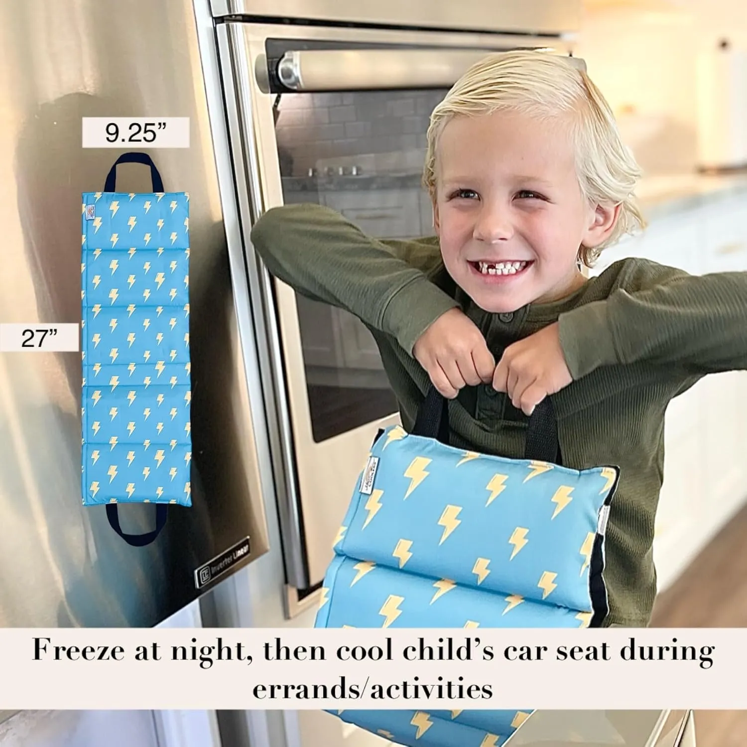 Original Car Seat Cooler Washable Insulated Ice Pack Infant Car Seat Cooling Cushion Mat for Hot Weather Multifunctional Baby Cooling Pad (Lightning)