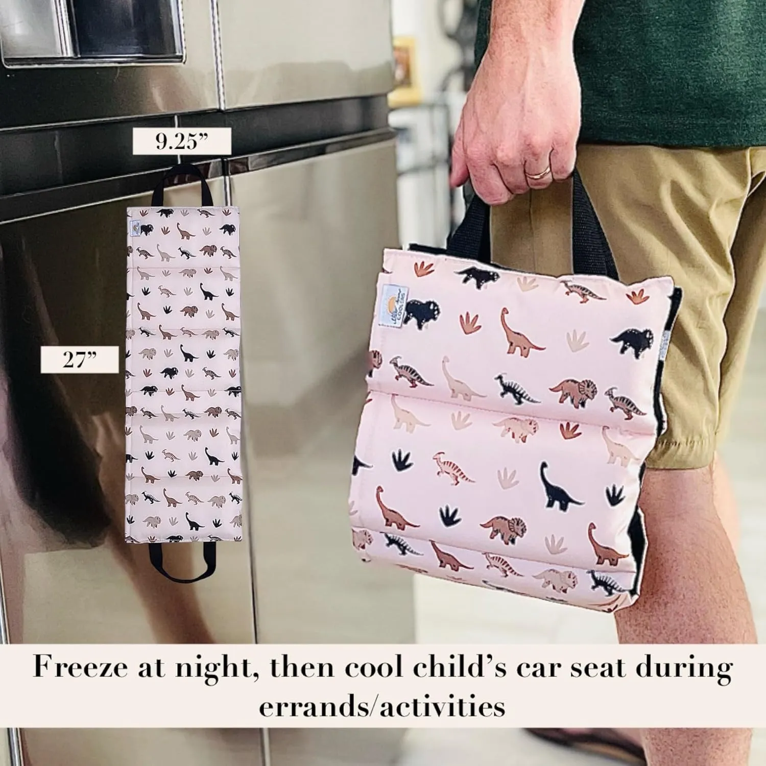 Original Car Seat Cooler Washable Insulated Ice Pack Infant Car Seat Cooling Cushion Mat for Hot Weather Multifunctional Baby Cooling Pad (Neutral Dino)
