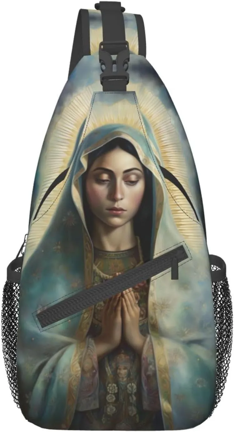 Our Lady Of Guadalupe Sling Backpack Chest Bag Crossbody Shoulder Bag Gym Cycling Travel Hiking Daypack For Men Women