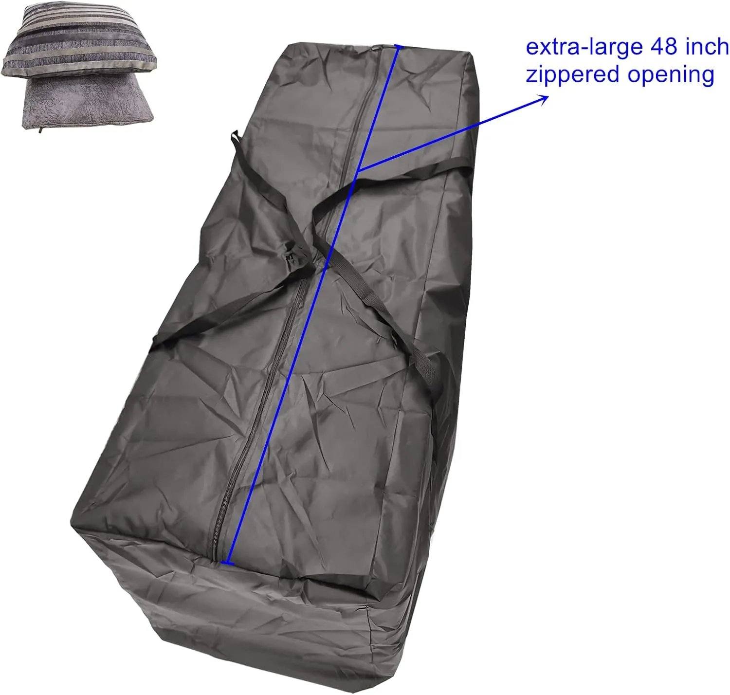 Outdoor Cushion Storage Bag - 2 PCS, 48" Extra Large Opening Waterproof Zippered Patio Cushion Storage Bag - L Size