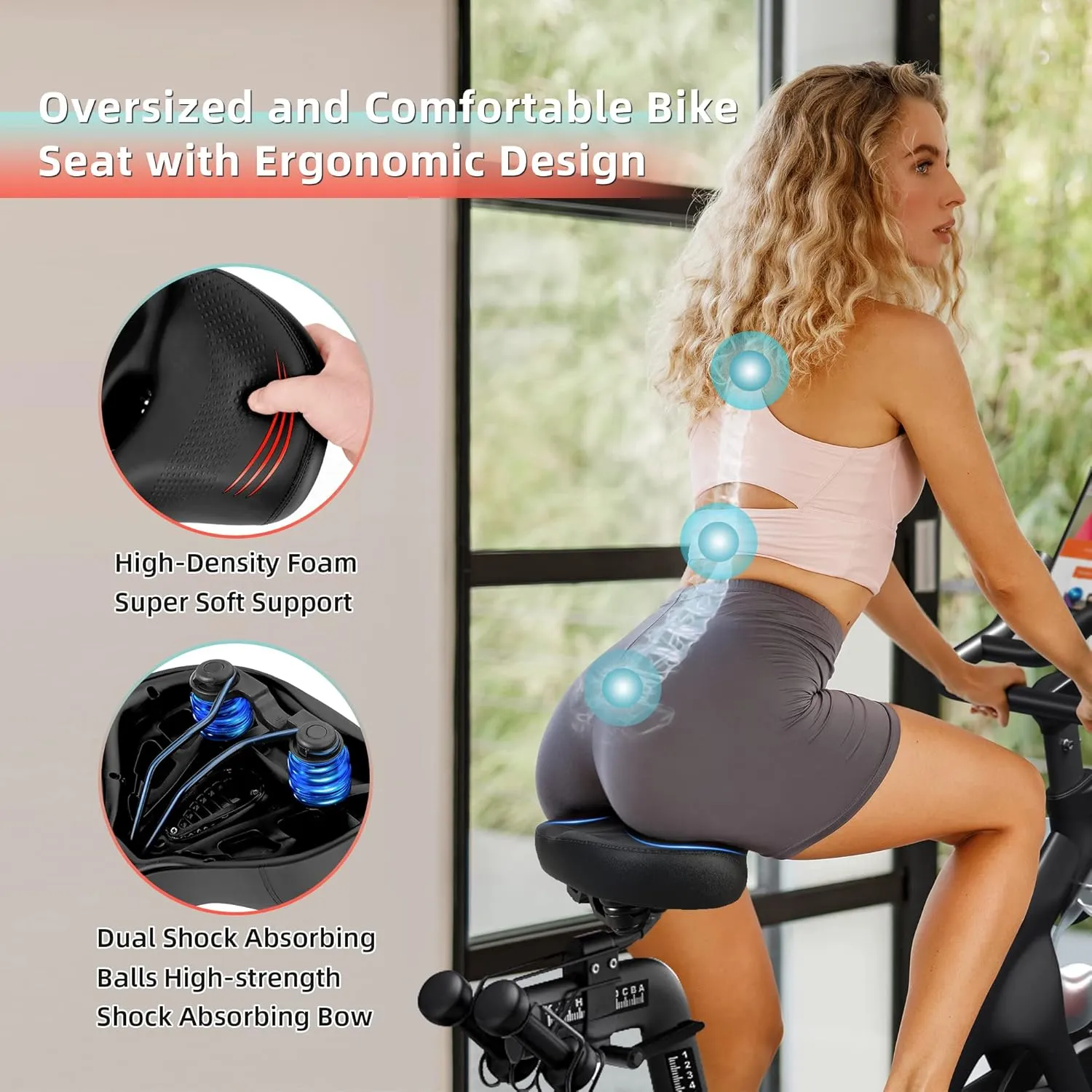 Oversized Bike Seat for Peloton Bike & Bike , Comfort Seat Cushion Compatible with Peloton, Road or Exercise Bikes, Bicycle Wide Saddle Replacement for Men & Women, Accessories for Peloton
