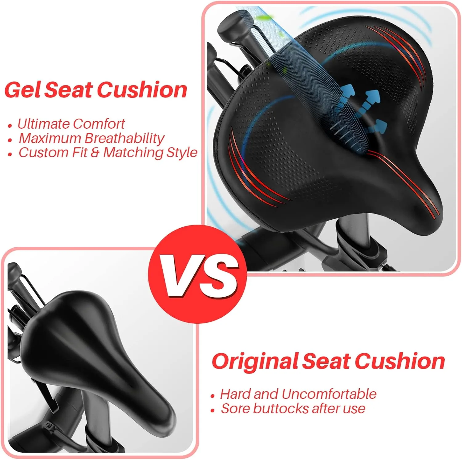 Oversized Bike Seat for Peloton Bike & Bike , Comfort Seat Cushion Compatible with Peloton, Road or Exercise Bikes, Bicycle Wide Saddle Replacement for Men & Women, Accessories for Peloton