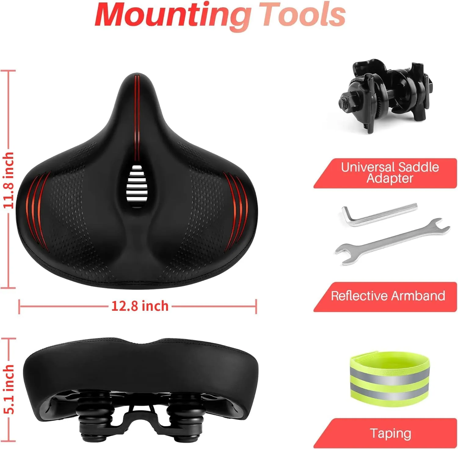 Oversized Bike Seat for Peloton Bike & Bike , Comfort Seat Cushion Compatible with Peloton, Road or Exercise Bikes, Bicycle Wide Saddle Replacement for Men & Women, Accessories for Peloton